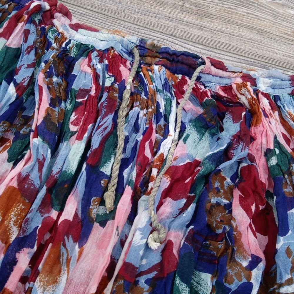 Flowy Lightweight Printed Pattern Drawstring Skirt - image 5